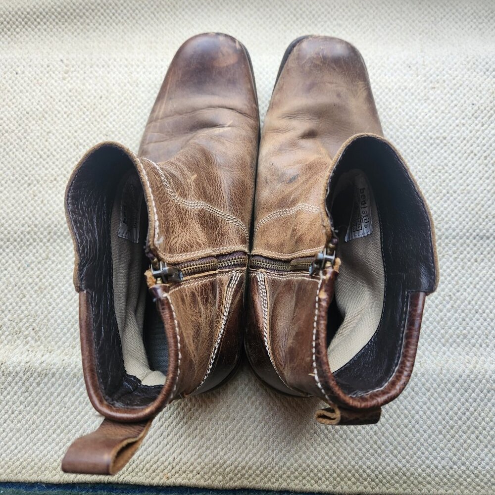 Bed Stu Mens Boots Size US 11 Leather Brown 6186 Zip Up UK 10 Stitch Distressed - Picture 9 of 13